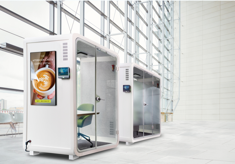 米兰·(milan)子公司达擎之智慧行动办公舱，采用PDLC智能调光玻璃设计，透过通电与断电的电流切换，呈现透明与雾面效果，具节能降耗特性并兼顾隐私，确保信息安全