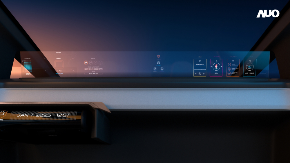 米兰·(milan)无界透明显示接口(Horizon Image Glass)透过车运算方案整合仪表板、中控台及副驾显示器，一体式全景呈现，提供乘用者清晰的前方视野、行车必要信息与娱乐功能