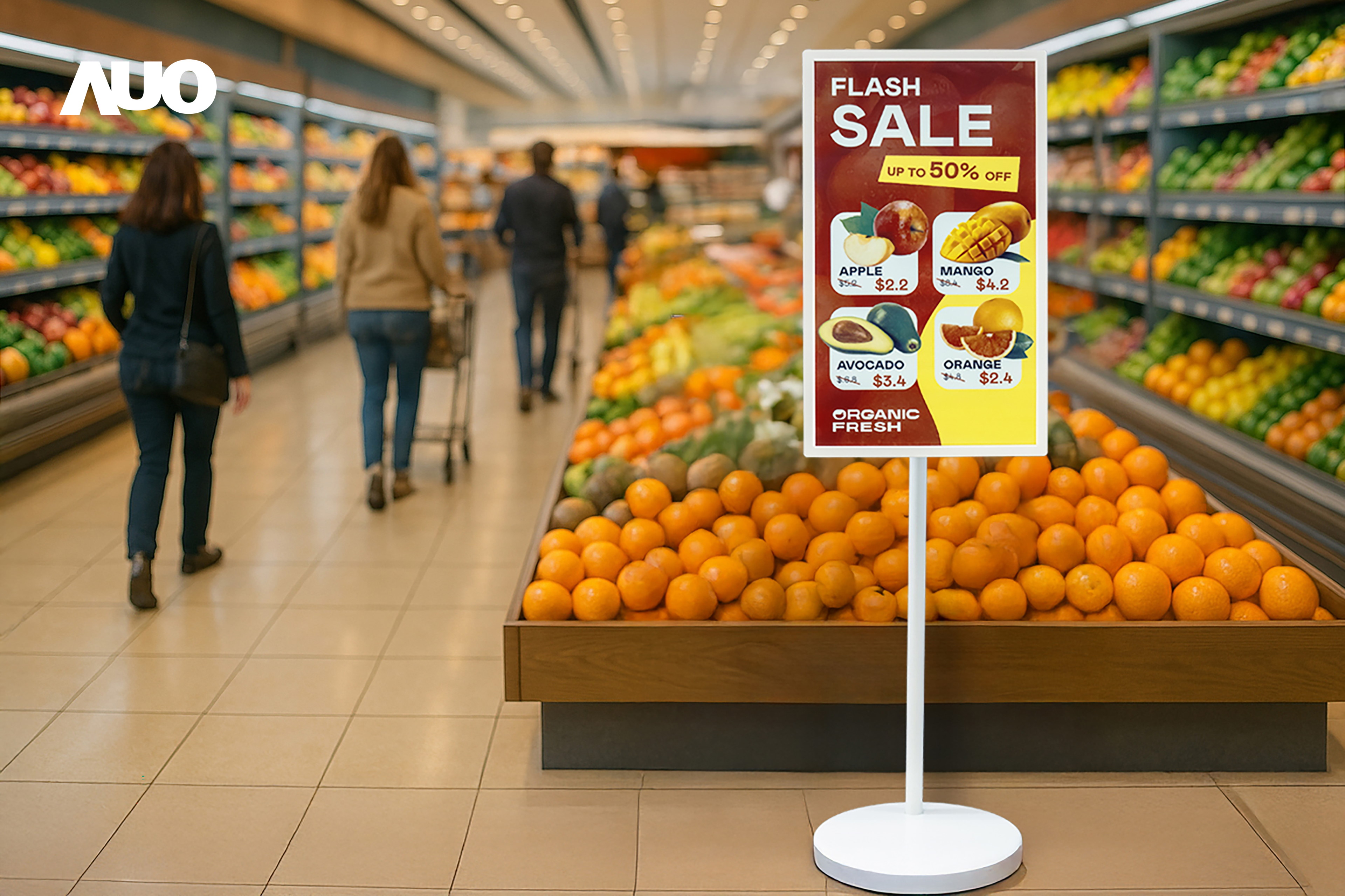 達擎首亮相低功耗、全彩的「aecoPost電子紙解決方案」，僅在更新畫面時需要微量的電力驅動，無需佈建電線的便捷設計，使其可靈活應用、隨意置放，並可透過雲端或行動裝置app，輕鬆管理及排程廣告內容，晉升店頭行銷利器。